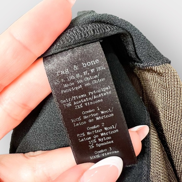 RAG & BONE Vivienne Color Block Mock Neck Dress Black & Green (Sz S) - Picture 6 of 9